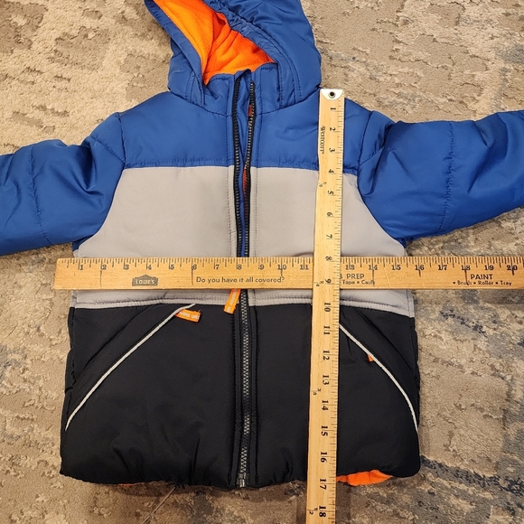 NWT Oshkosh 2-Piece Snowsuit Set Fleece Lined Blue Grey Coat Navy Bib M 5-6 - Picture 14 of 16